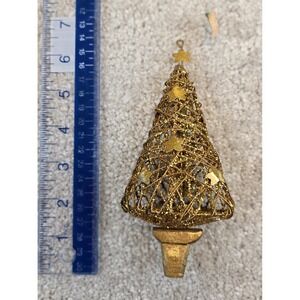Antique Vintage Glitter Gold Wire Christmas Tree Ornament Star Top Hanging Decor
